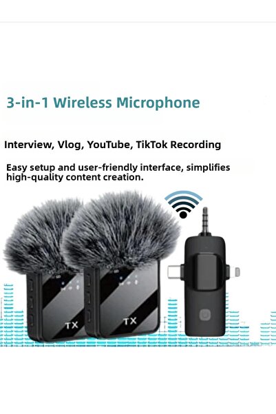 Urfakent High Quality Professional 3 in 1 Wireless Portable Lavalier Micropho...