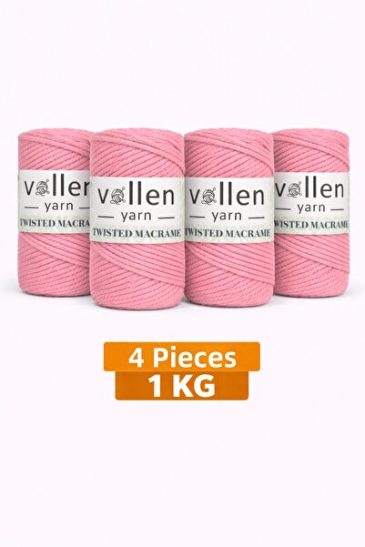 vollen yarn 1 kg, Pachet de 4 bucăți, Sfoară de macrame din bumbac premium cu...