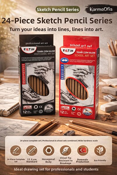 KarmaOfis 24-Piece Sketch Pencil Series – Professional & Student Drawing Set