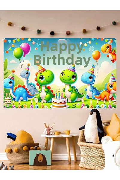 Laviyosa Προσαρμοσμένο πανό γενεθλίων με θέμα τον δεινόσαυρο, σκηνικό 60x100,...