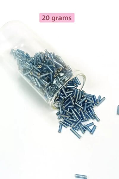maarketim خرز قطع أنابيب طويلة قطر 2 ملم طول 10 ملم - 20 جرام - أزرق سماوي
