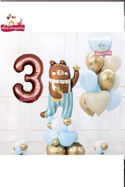 Laviyosa مجموعة زينة لحفلات أعياد الميلاد من TEDDY BEAR بعمر 3 سنوات