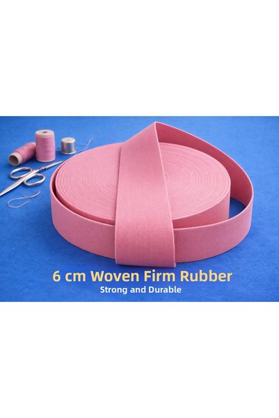İMREN AKSESUAR Țesătură rigidă de culoare roz pudrat, 6 cm, elastic rezistent pentru picioare și talie, 1 pachet, 3 metri