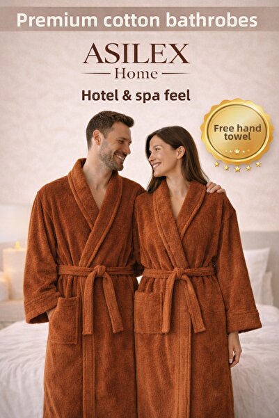 Asilex Home Collection Double Cotton Bathrobe Set for Women and Men Premium R...