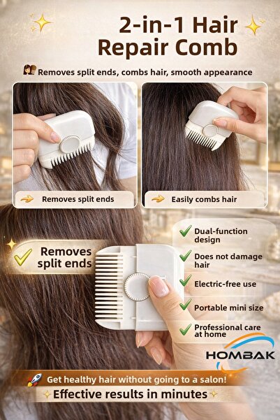 Hombak 2 in 1 Hair Splitting Removal Comb Adjustable Razor Hair Trimmer Comb ...