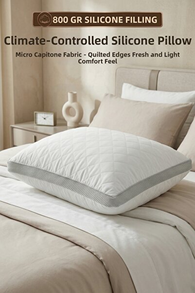 Morlay Air-Conditioned 800 Gram Silicone Pillow Micro Quilted Fabric Mesh Edg...