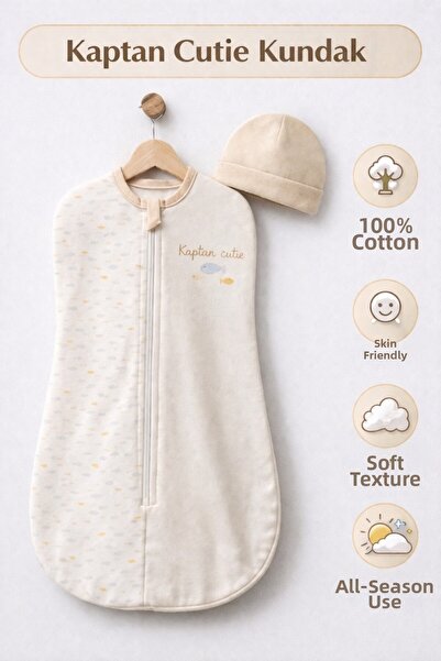 Melekpare 100% Cotton Zippered Baby Swaddle 56 cm