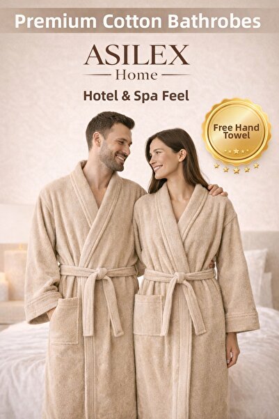 Asilex Home Collection Double Cotton Bathrobe Set for Women and Men Premium R...