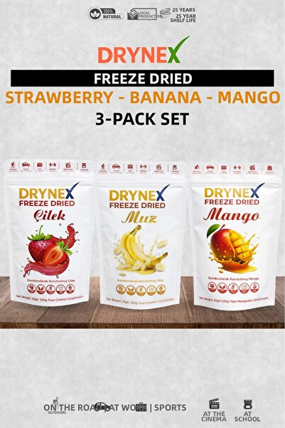 DRYNEX 3-Piece Fruit Set (Strawberry, Banana, Mango) |   Sugar-Free Natural S...