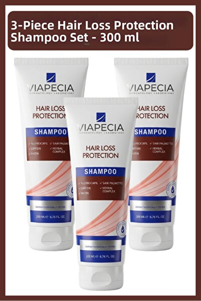 Viapecia مجموعة شامبو ضد تساقط الشعر 3 قطع - 200 مل تحتوي على بروكابيل، كافيي...