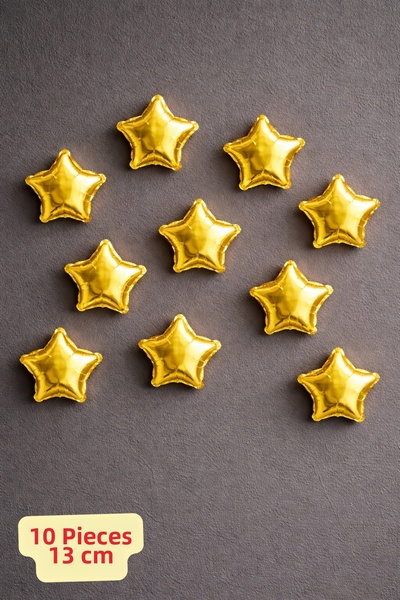 Baloncu Nene بالون فويل جولد ستار 13 سم 10 قطع لتزيين الحائط وتزيين الحفلات و...