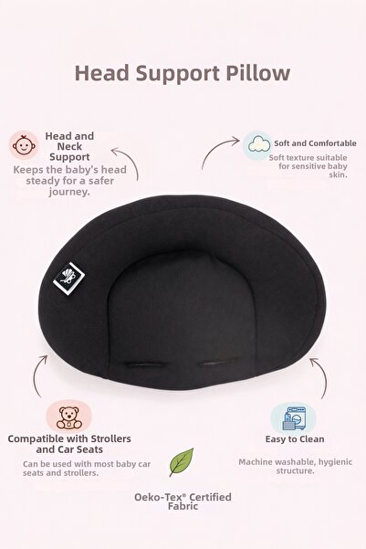 ubeybi وسادة دعم الرأس العالمية لعربة الأطفال - وسادة حماية الرقبة من القطن ا...