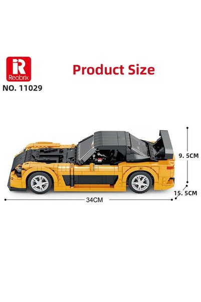 REOBRIX Technic 11029 Mazda Rx-7 Car Creative Building Block Set Building Blocks - 1482 Pieces