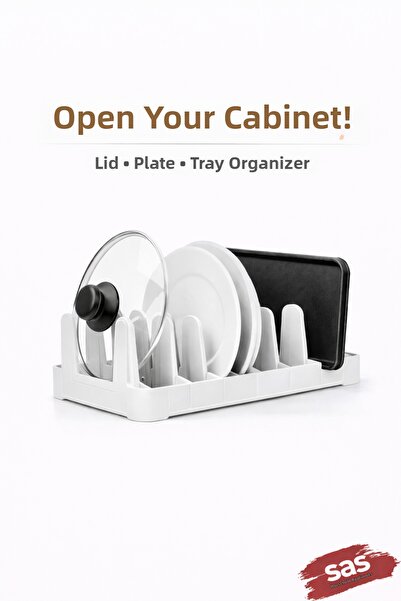Fevito Multi-Purpose Plate Pan Pot Lid Organizer – Plastic Drawer & Cabinet O...