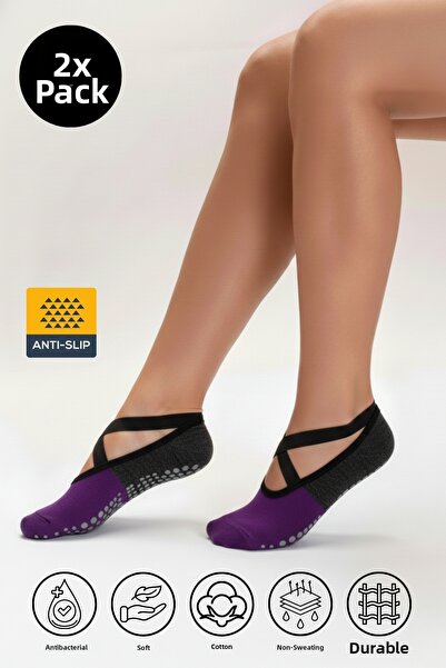 Dore Original Women's 2 Pairs Premium Cotton Non-Slip Sole Pilates Yoga Dance...