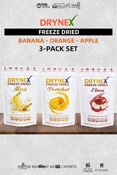 DRYNEX 3-Piece Fruit Set (Banana, Orange, Apple) |   Sugar-Free Natural Snack...