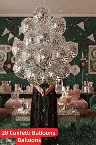 Baloncu Nene Confetti Balloon and Silver Confetti 20 Pieces Confetti Balloon ...