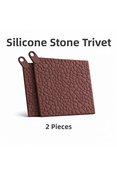 evolis kitchen 2 Pieces of Brown Silicone Trivets