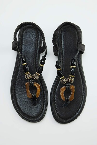 TRENDYOL SHOES Μαύρα γυναικεία σανδάλια TAKSS26SD00008