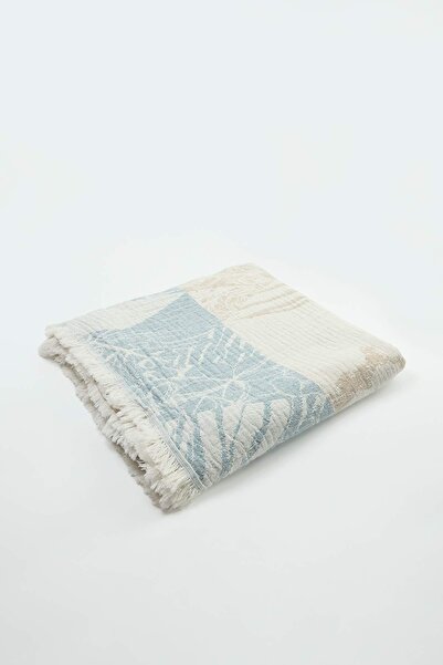 TRENDYOLMİLLA HOME غطاء سرير مزدوج من الموسلين بنقشة الزهور مقاس 200x230 سم