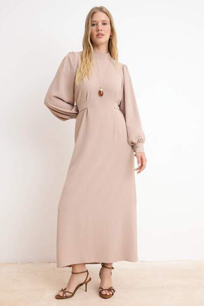 Trendyol Modest Nerzfarbener, ungefütterter, schlicht gewebter Kleid- und Ove...