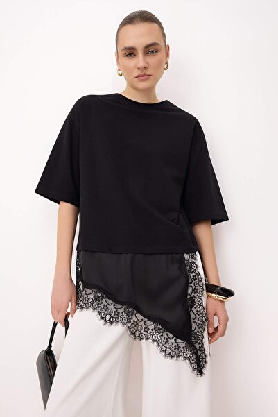Συλλογή Trendyol Μαύρο oversized / Φαρδιά Γραμμή Ασύμμετρο Δαντέλα Λεπτομερές...