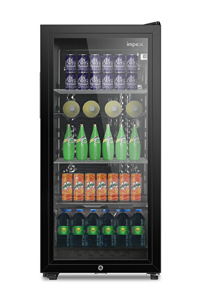 IMPEX ثلاجة عرض سعة 85 لترًا | باب زجاجي | تبريد سريع | موفرة للطاقة | أسود
