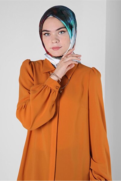 TRENDTESETTÜR KADIN TURUNCU (ORANJ) GÖMLEK YAKA BLUZ T 42926