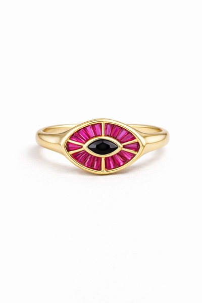 Lisse.co Pink Stone Eye Pinky Ring