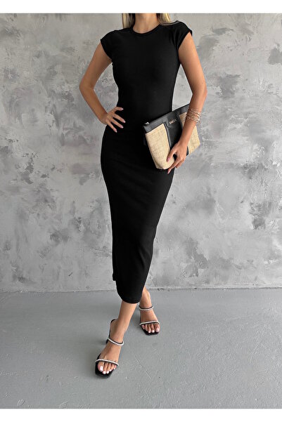 MaxiMor Γυναικείο Μαύρο Χρώμα Πλήρωμα Λαιμόκοψη Κοντό μανίκι Κορδόνι Καμισόλ ...