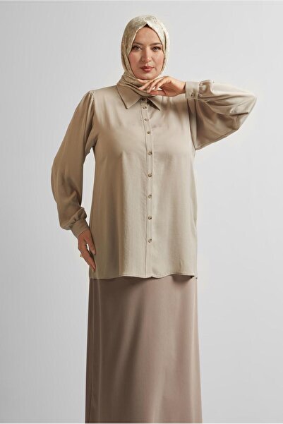 Alvina Shirt Collar Large Size Tunic 20750