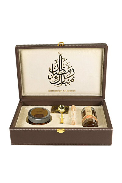 Al Malaky Royal علبة عسل ذهبية من جلد الفاخر، مثالية لشهر رمضان، تحتوي على 14...