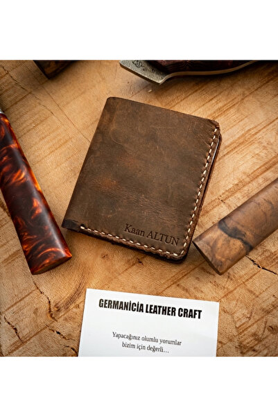 GERMANICIA LEATHER CRAFT Deri Cüzdan,[Kişileştirme] Kartvizitlik, El Yapımı D...