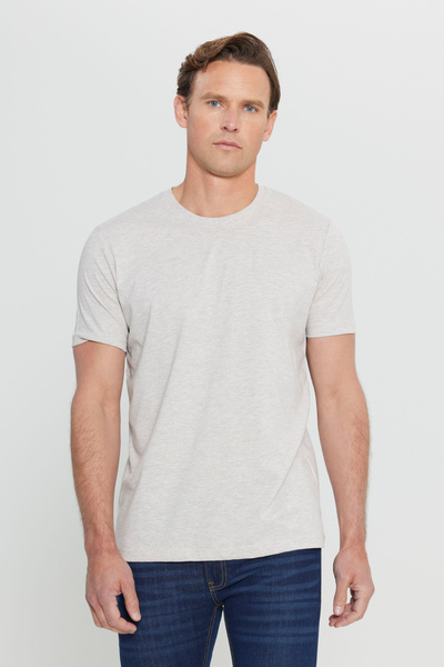 AC&Co / Altınyıldız Classics Erkek Bej Melanj Pamuklu Slim Fit Dar Kesim Bisi...