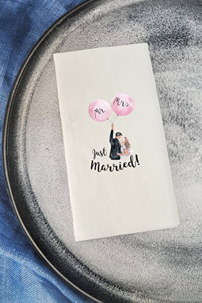 PEKSHOP منديل العرض التقديمي منديل ورقي حديث متزوج للتو مع بالونات