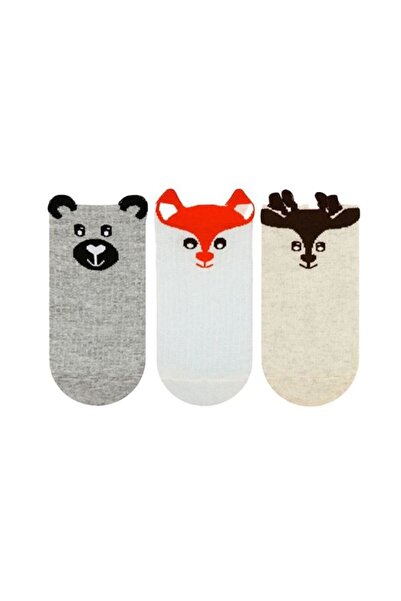 Bross 3 Pieces 3D Forest Animals Patterned Booties Kids