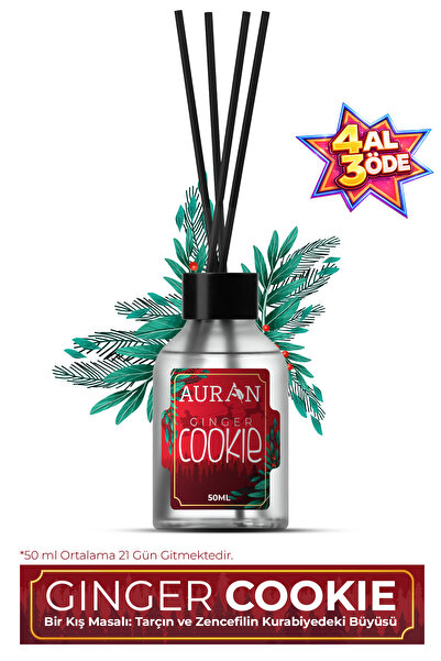 AURAN Ginger Cookie Çubuklu Oda Kokusu Bambu Ortam Kokusu Zencefilli Kurabiye...