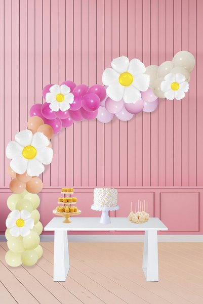 PEKSHOP Papatya Tema Balon Zinciri Papatya Doğum Günü Balon Seti 76 Parça
