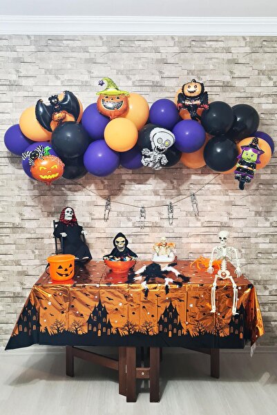 PEKSHOP Cadılar Bayramı Parti Balon Süsleme Seti Halloween Balon Zinciri 38 P...