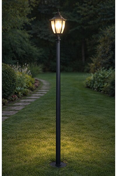 Lambax 236 Cm Altıgen Direkli Bahçe Armatürü - Bahçe Lambası - Siyah