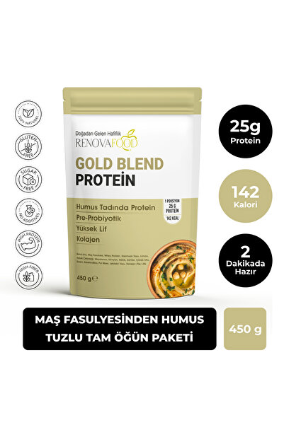 Renovafood Gold Blend Tuzlu Protein Kolajen & Pre-Probiyotik Öğün Paketi Humu...
