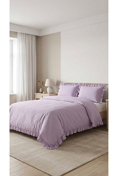 kesenegore 4 Piece Elastic Sheet Ranforce Cotton Fabric Ruffled Double Duvet ...