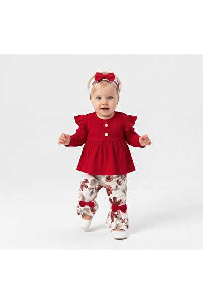 pony baby 'pony ile özel hisset' Çi̇çek D Patterned Baby Girl with Bandana 3-...