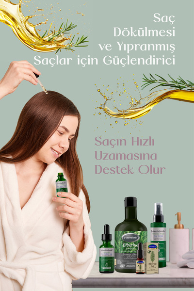Mecitefendi Biberiye 4'lü Saç Bakım Seti Aura - Biberiye Şampuan, Biberiye Serum, Biberiye Tonik, Biberiye Yağ