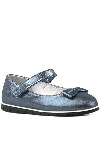 Rakerplus Balerini pentru fete din piele naturală, antracit, bleumarin, cu ve...