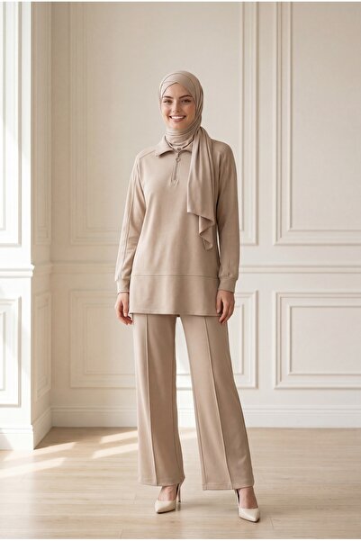 BENAHOLL Σετ παντελονιού Sude με ραφές στον ώμο και στο μπροστινό μέρος και μ...