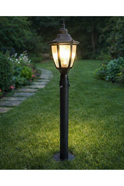 Lambax 136 Cm Altıgen Direkli Bahçe Armatürü - Bahçe Lambası -siyah