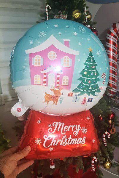 PEKSHOP Snow Globe Shaped Merry Christmas Foil Balloon Christmas Decoration