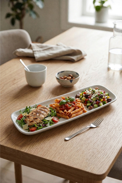 Külsan 112.PW - 3'lü Dikdörtgen Tavuk Tabağı 47x15 cm, Thermoset Melamin