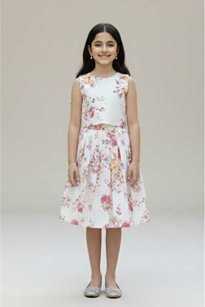 Alesaei-mondo tondo بلوزة بناتية أنيقة بنقشة زهور ملونة 7292